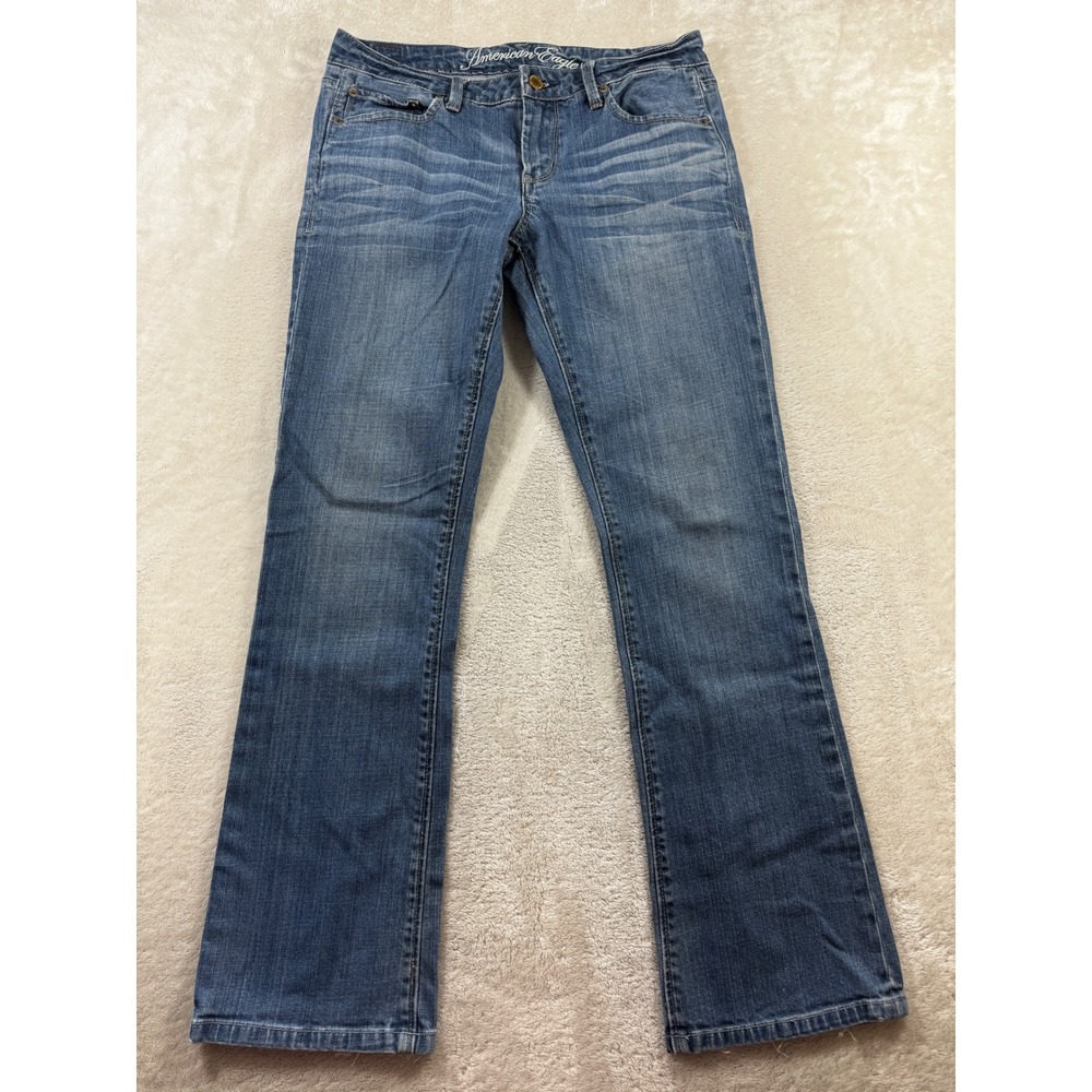 American Eagle Womens True Boot Stretch Blue Denim Jeans 6 Short Meas: 30x30